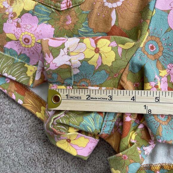Show Me Your Mumu Cannon Romper Women S Multi Groovy Blooms Denim Floral NWT NEW - Picture 5 of 6